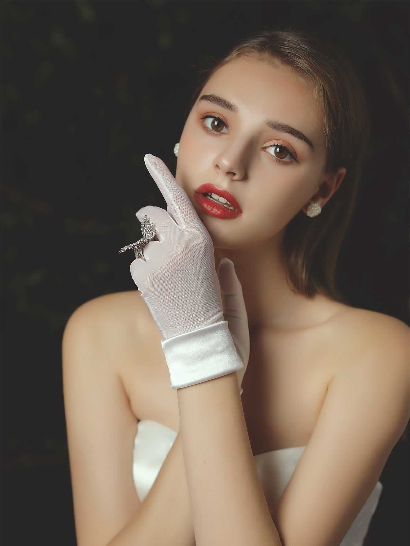 Wrist Length Bridal wedding Gloves accessories without metal butterfly Sai Feel