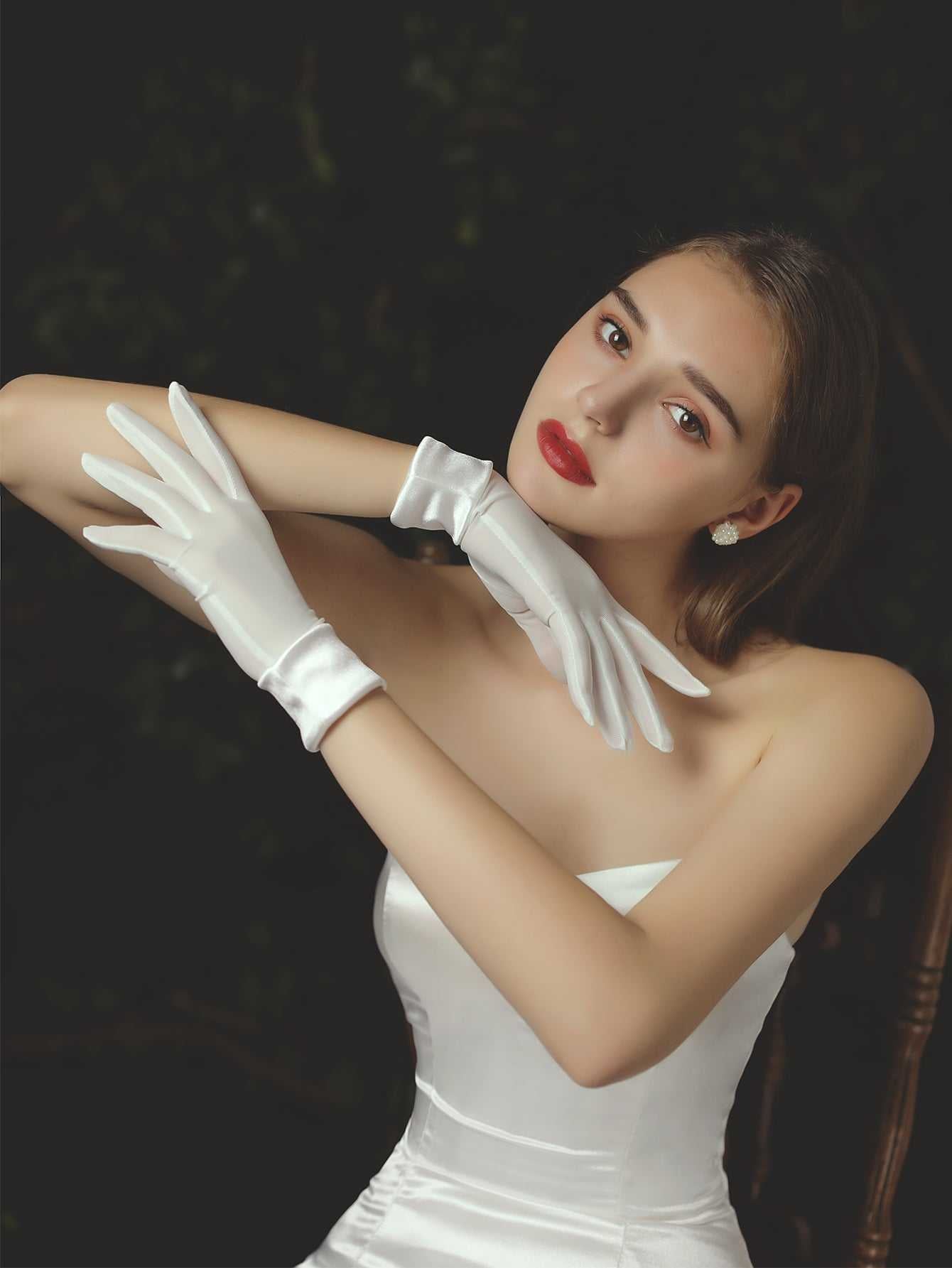 Wrist Length Bridal wedding Gloves accessories without metal butterfly Sai Feel