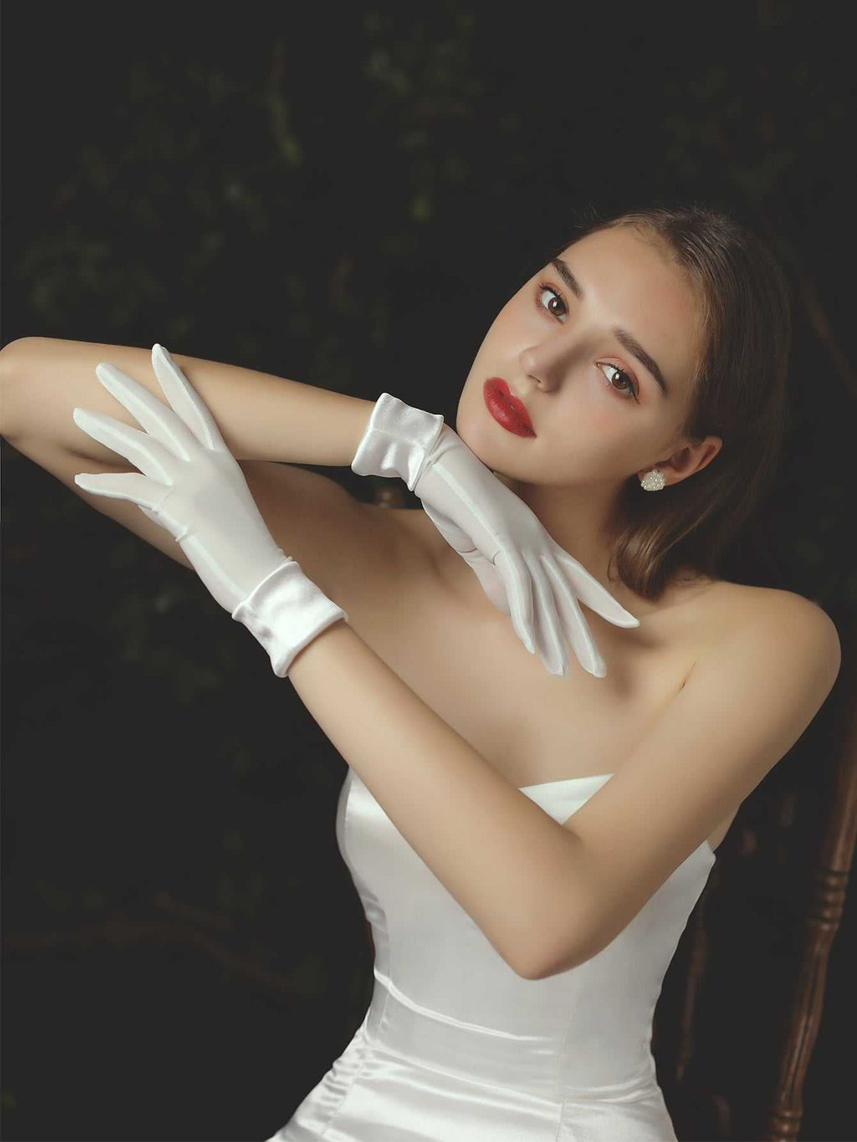 Wrist Length Bridal wedding Gloves accessories without metal butterfly Sai Feel