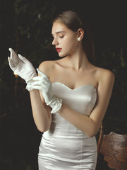 Wrist Length ruffle Bridal wedding Gloves accessories Sai Feel