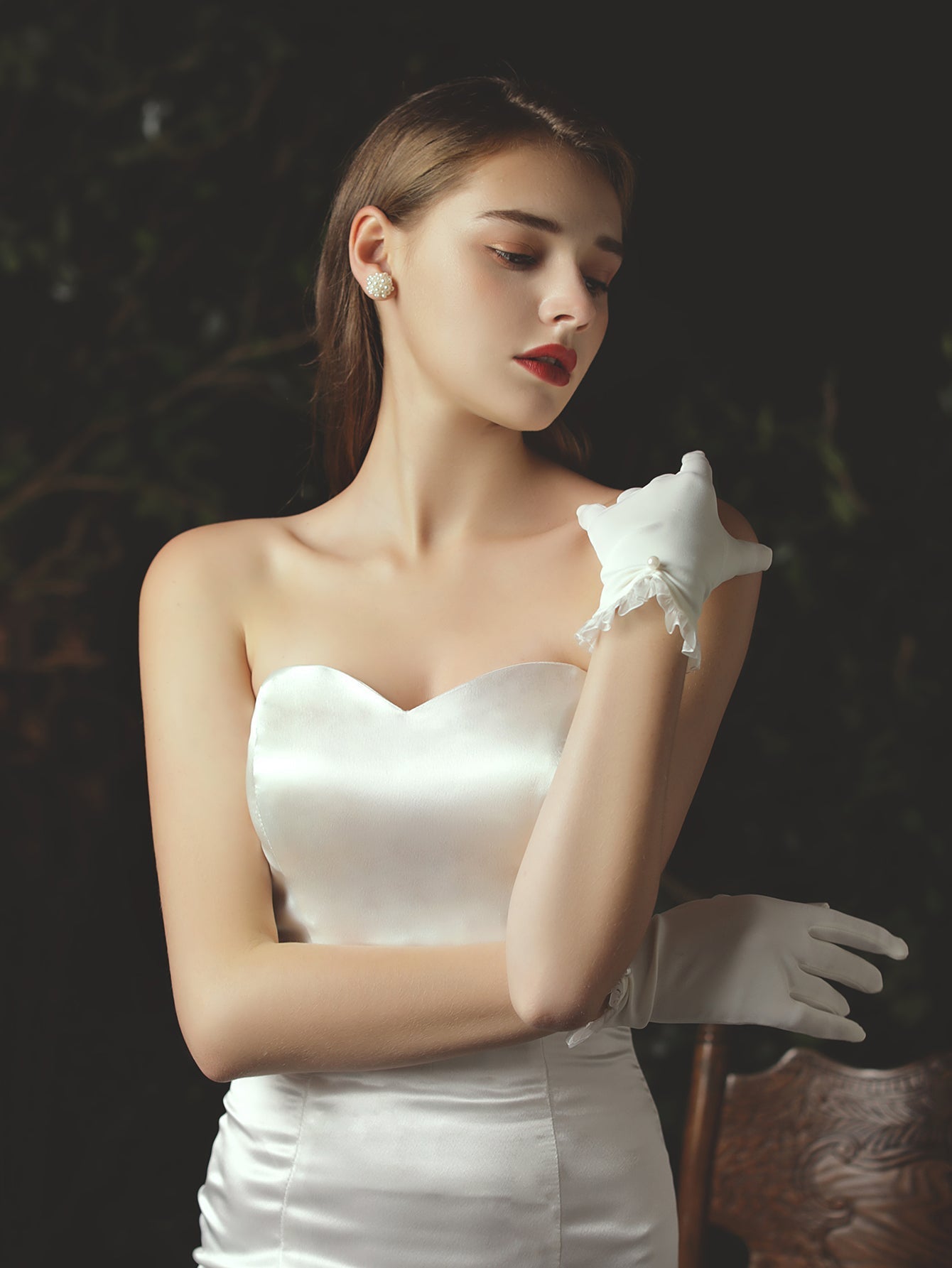 Wrist Length ruffle Bridal wedding Gloves accessories Sai Feel