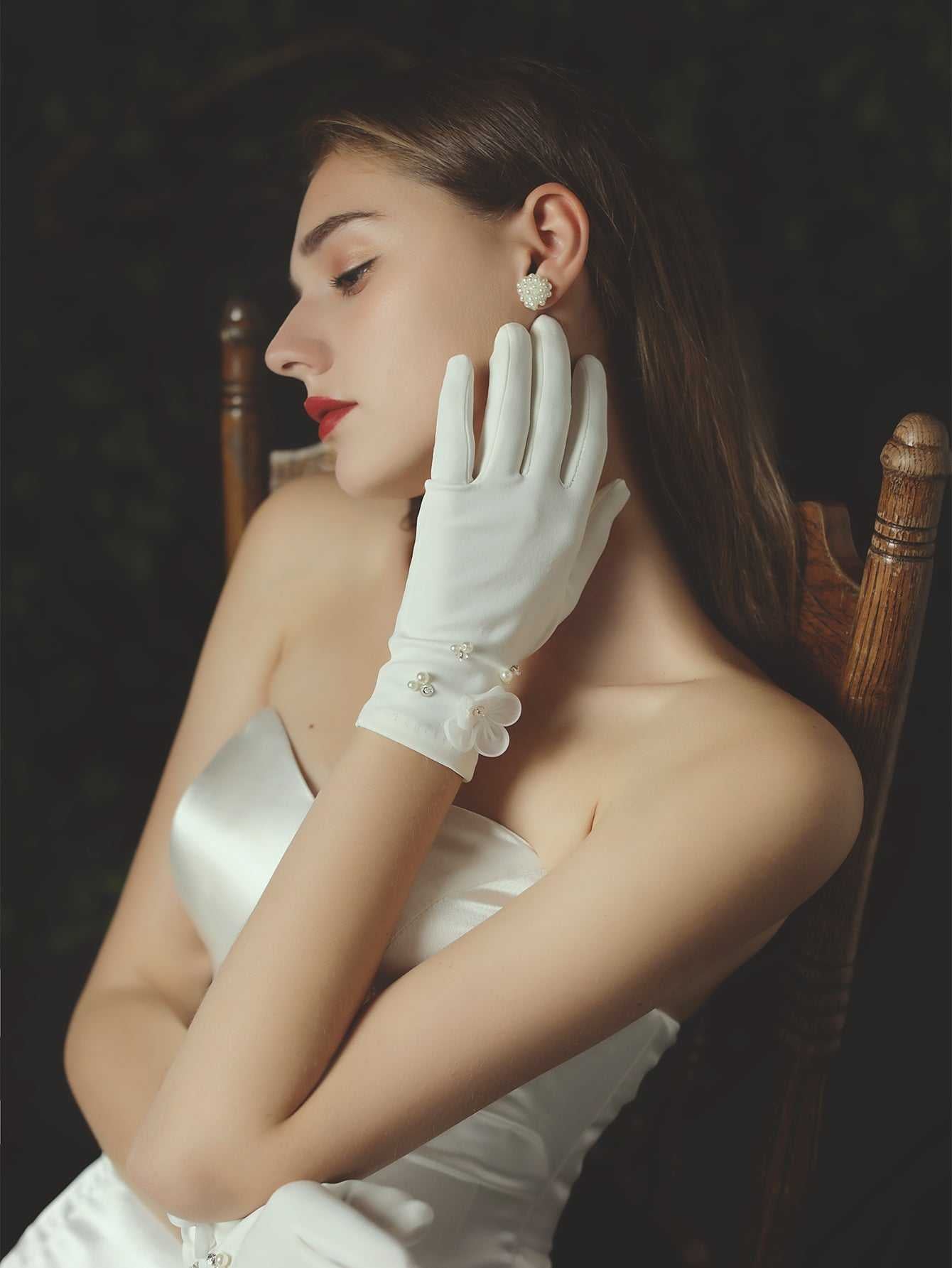Wrist Length satin Bridal wedding Gloves accessories Sai Feel