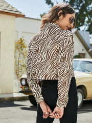 Zebra Stripe Button Front Jacket Sai Feel