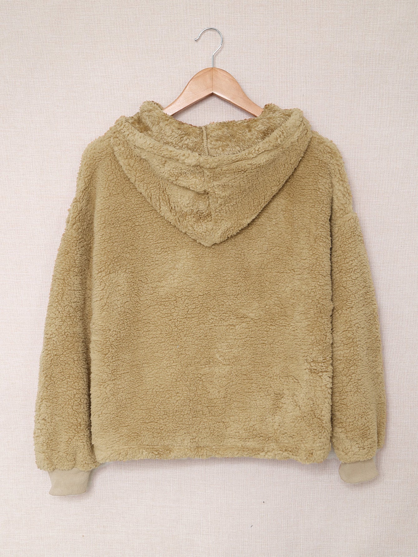 Zip Hooded Sherpa Sweatshirt with Kangaroo Sai Feel