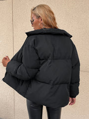 Zip Up Solid Puffer Coat Sai Feel