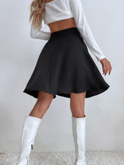 Zipper Up Flare Skirt Sai Feel