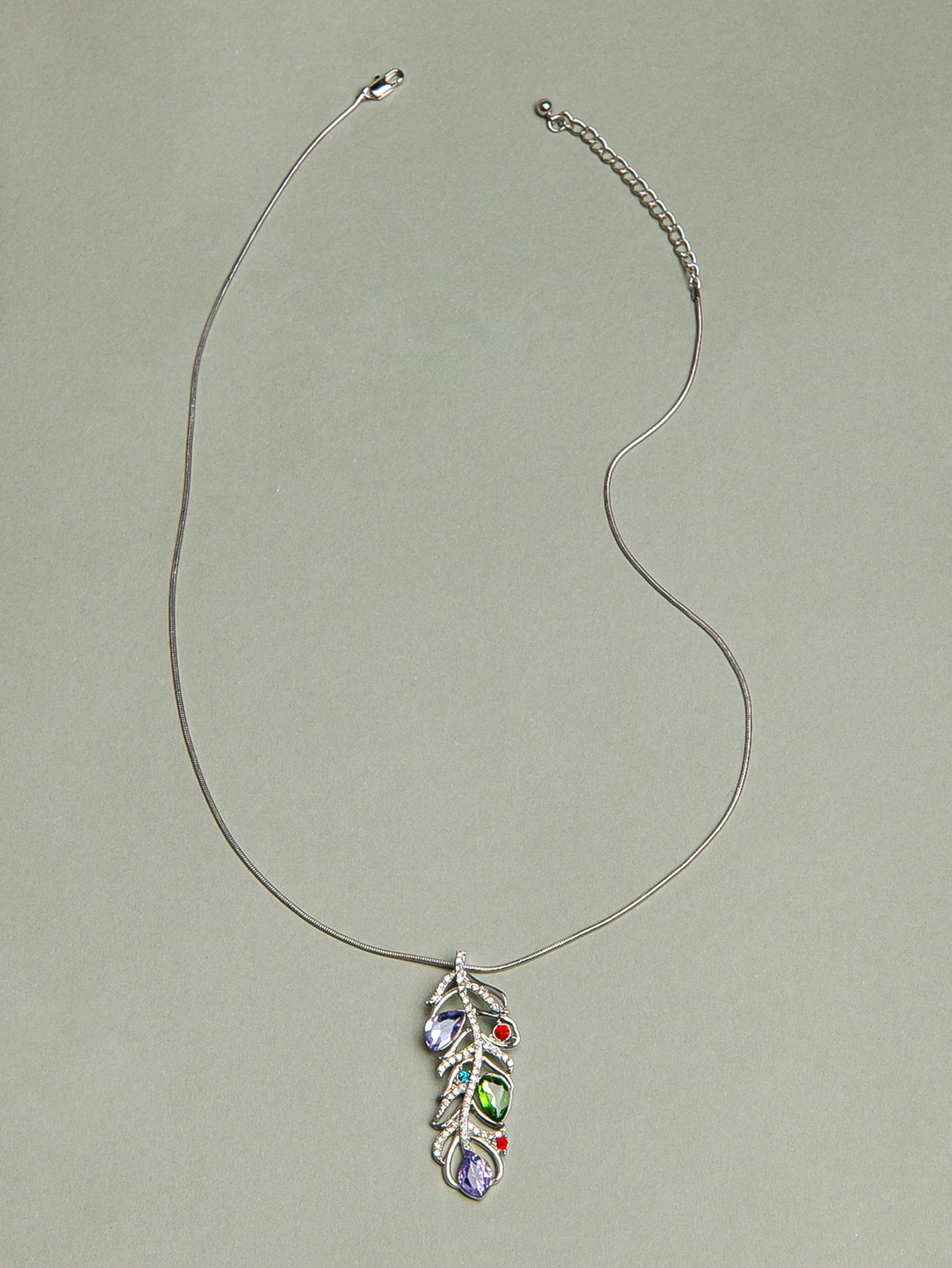 Zirconia Feather Style Necklace Sai Feel