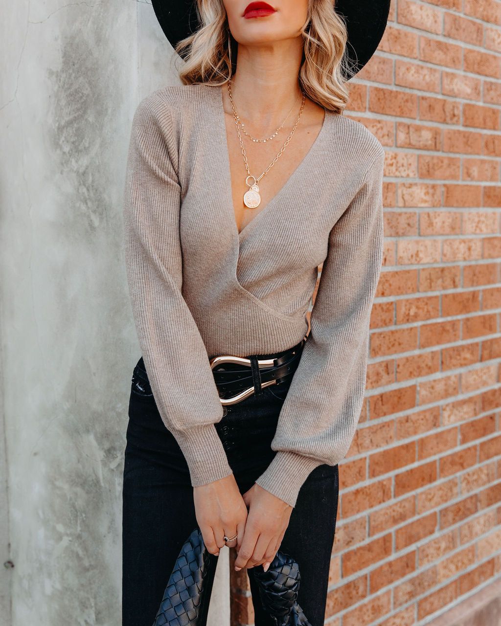 Abbey Drape Knit Sweater - Coffee - FINAL SALE