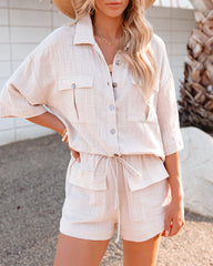 Abel Cotton Textured Button Down Top - Pebble - FINAL SALE