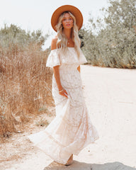 Above The Clouds Off The Shoulder Maxi Dress - FINAL SALE