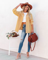 Addyson Button Down Knit Shacket - Yellow