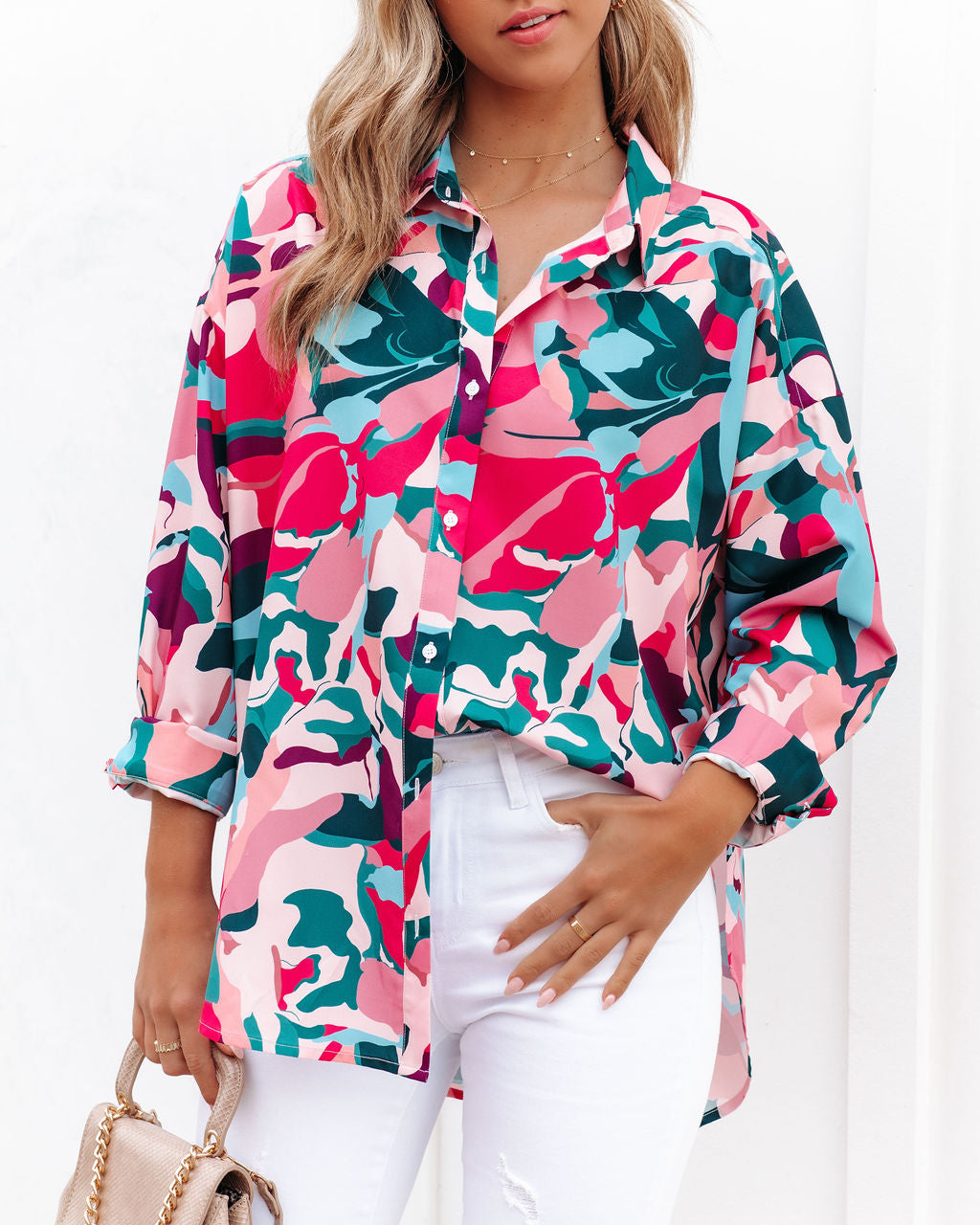 Agnes Printed Button Down Blouse