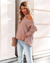 A La Mode Cutout Turtleneck Knit Sweater - Coffee - FINAL SALE