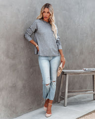 Alesso Ribbed Sleeve Knit Sweater - Heather Grey - FINAL SALE