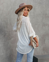 Alexie Button Down Ribbed Knit Top - Cream