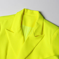 Ambitious Neon Notch Lapel Flap Pocket Long Sleeve Flap Pocket Boxy Blazer