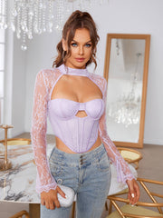 Boning Pads Cutout Lace Corset Top