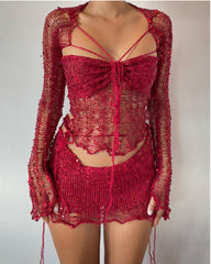 Ensemble de jupe courte au crochet éblouissant 