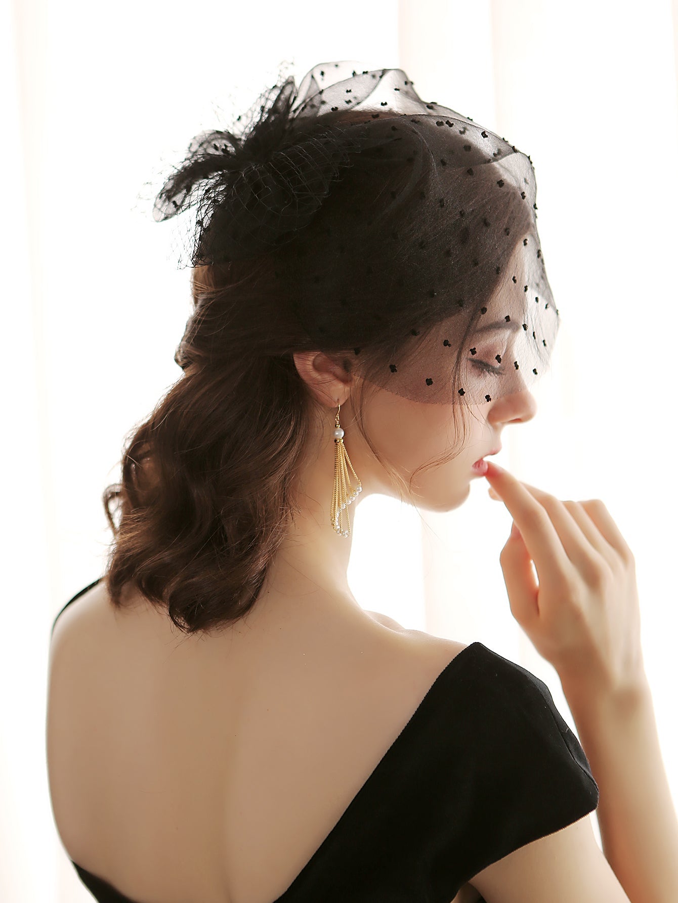 dot mesh butterfly Birdcage mesh wedding Veil hair accessory Sai Feel