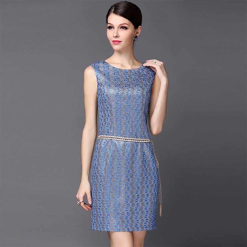 fashion sleeveless mesh summer slim bottoming Office Dress Sai Feel