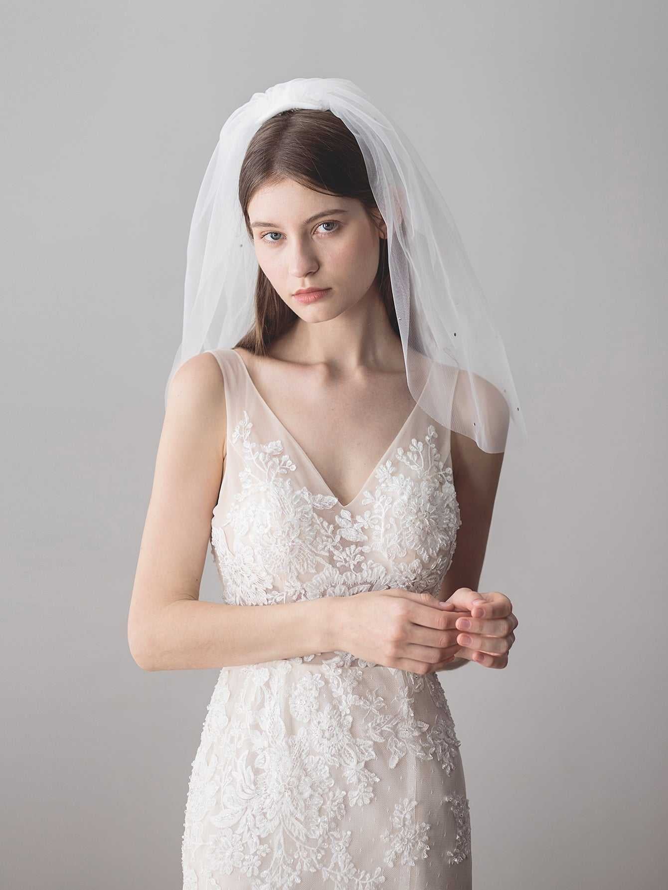 layers Rhinestone shinning wedding veil Sai Feel