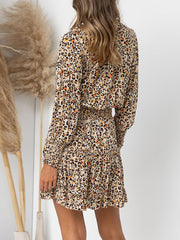 leopard print long sleeve elastic dress Sai Feel