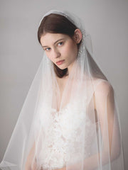 long mesh Rhinestone church wedding veil Sai Feel