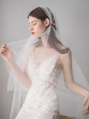 long mesh Rhinestone church wedding veil Sai Feel