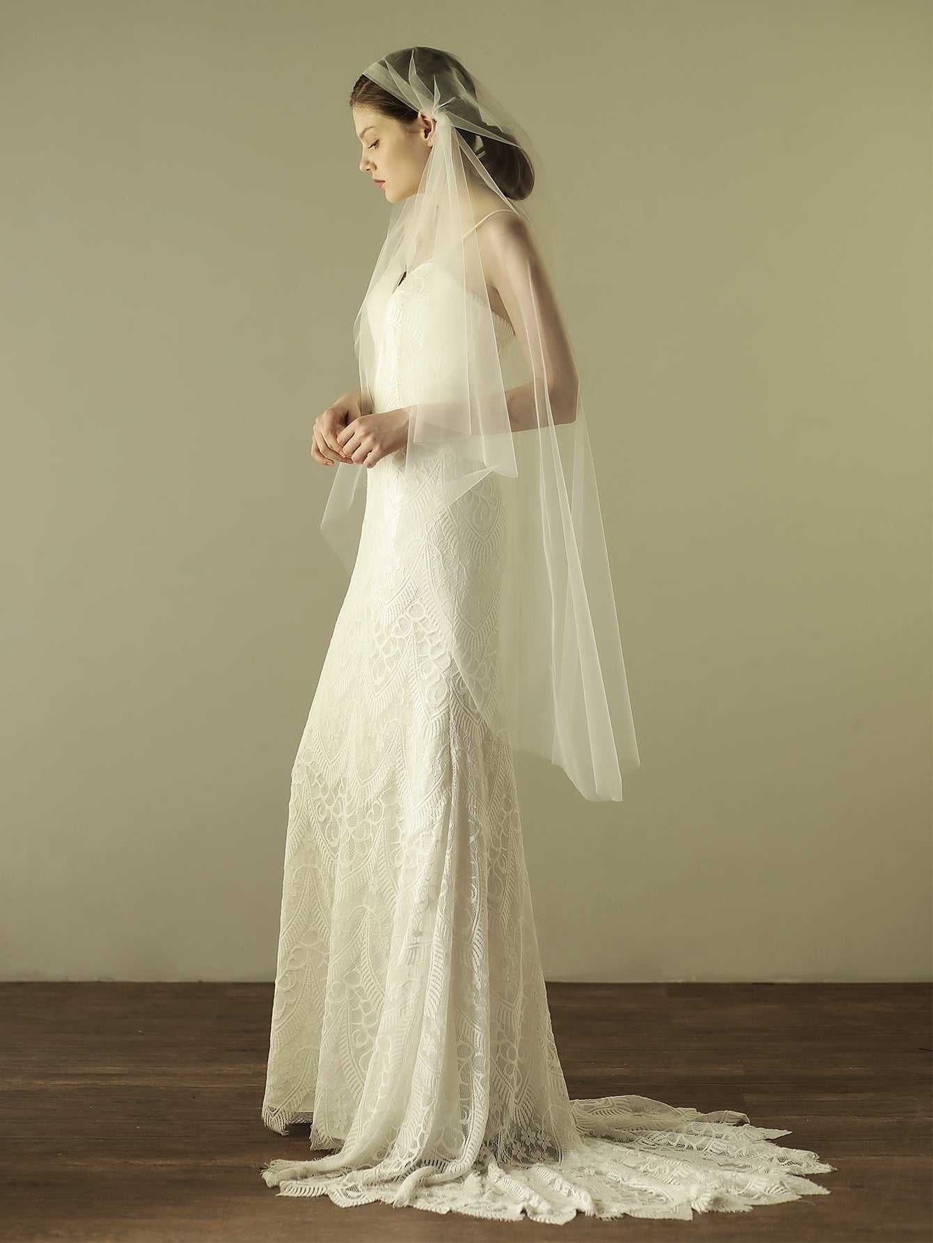 mid length mesh church wedding veil Sai Feel