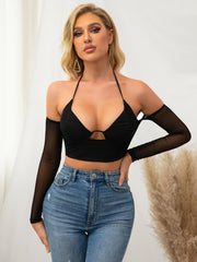 Schulterfreies Neckholder-Crop-Top