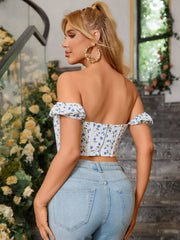 Off The Shoulder Floral Corset Top