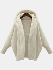plus size Hooded bat long sleeve double plush coat Sai Feel