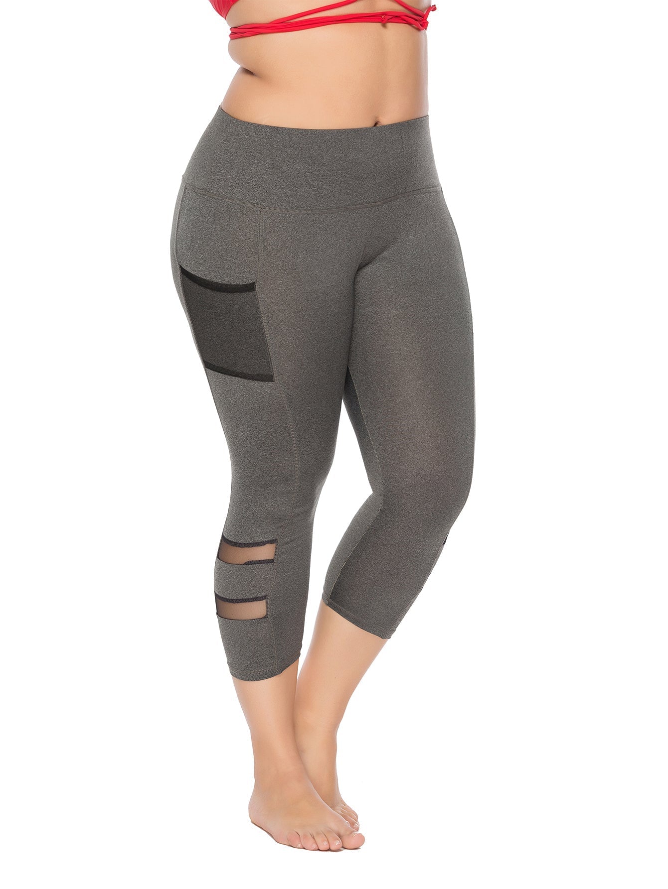 plus size block fabric sports yoga crop length legging pants Sai Feel