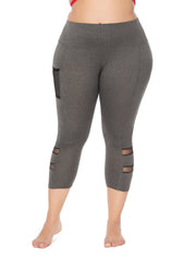 plus size block fabric sports yoga crop length legging pants Sai Feel