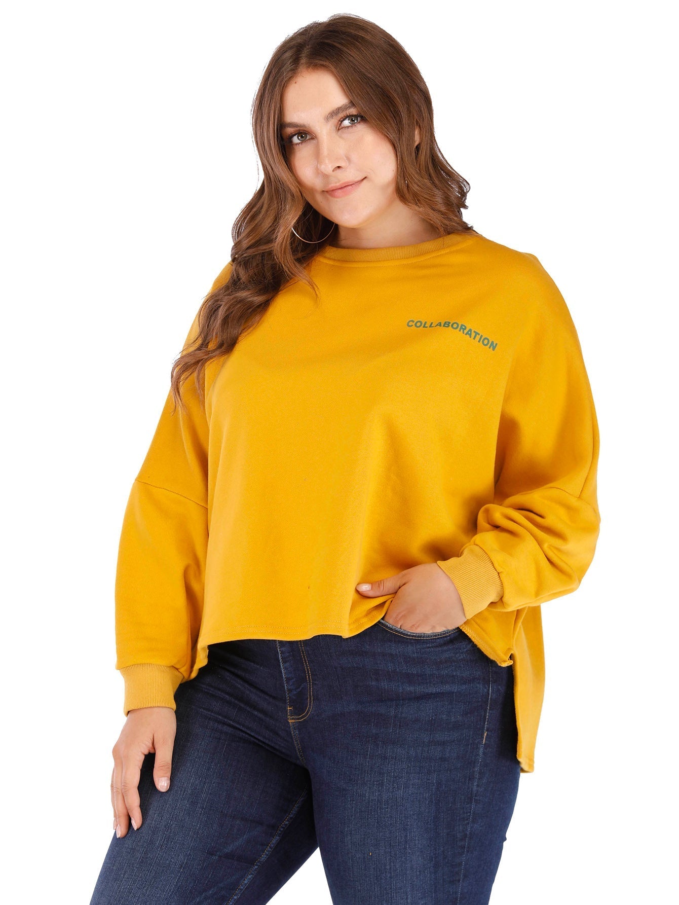 plus size causal round neck and bat sleeves blouse top Sai Feel