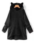 plus size long sleeve stand collar solid color retro flimsier street hoodie Sai Feel