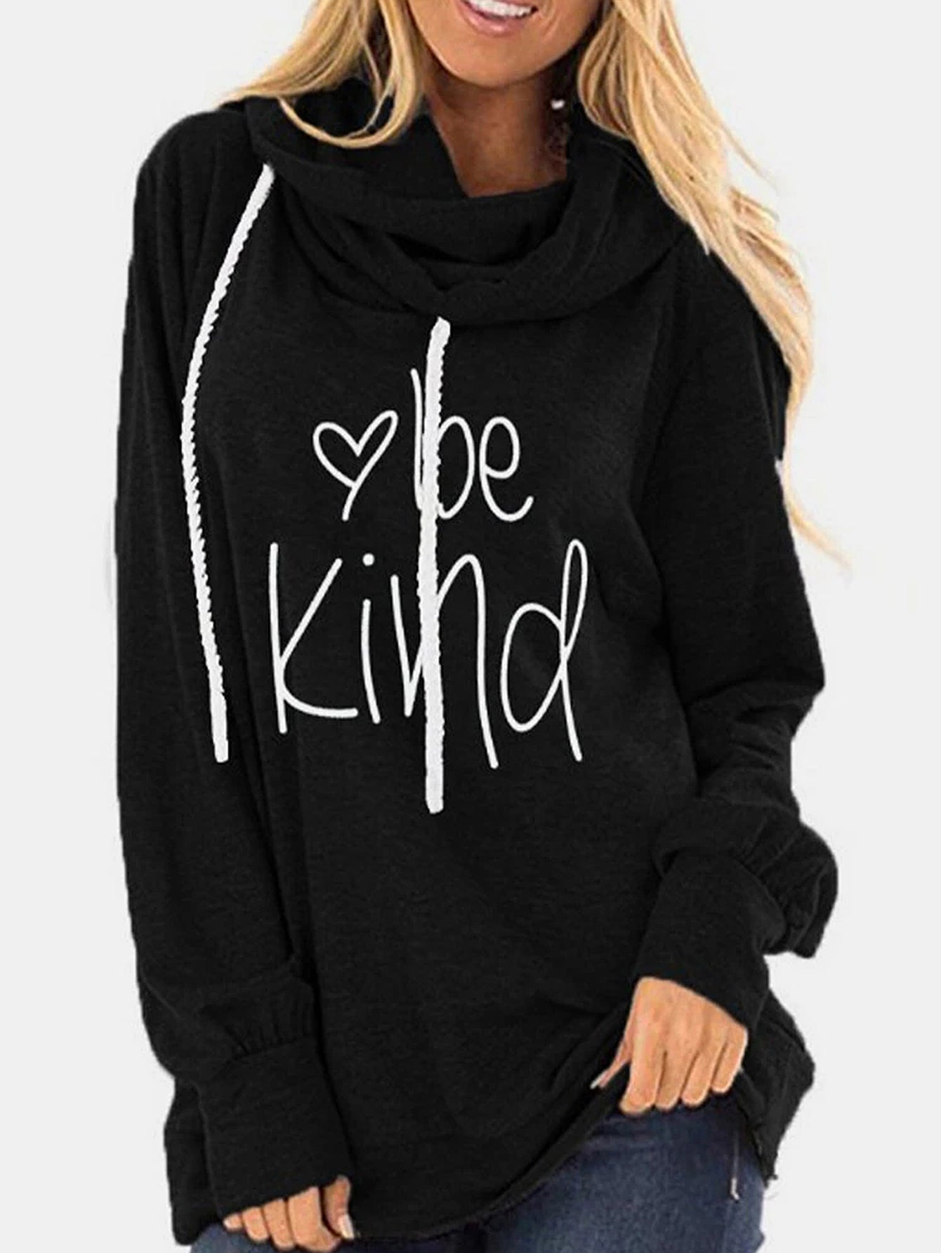 plus size pullover drawstring printed loose hoodie Sai Feel