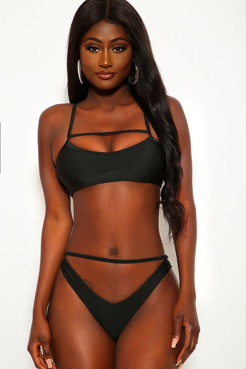 Black Cut Out Two Piece Swimsuit