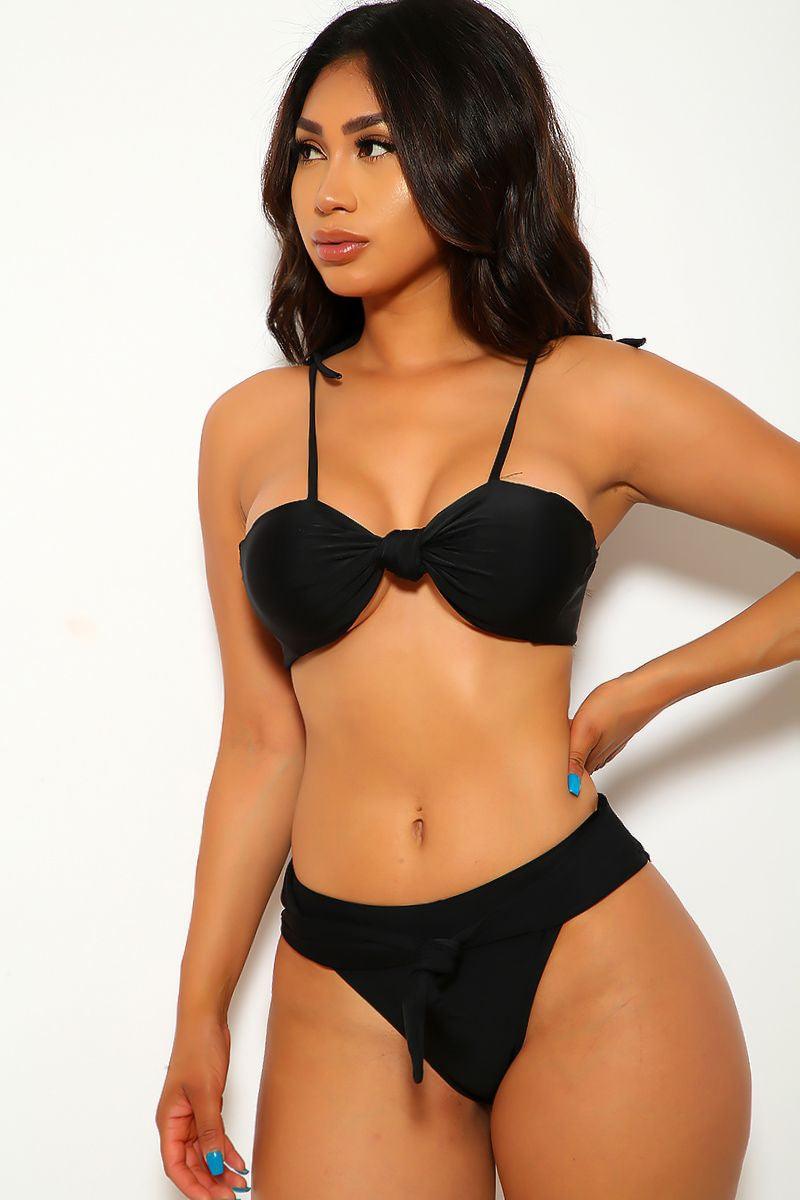 Black Tie Knot Two Piece Bikini