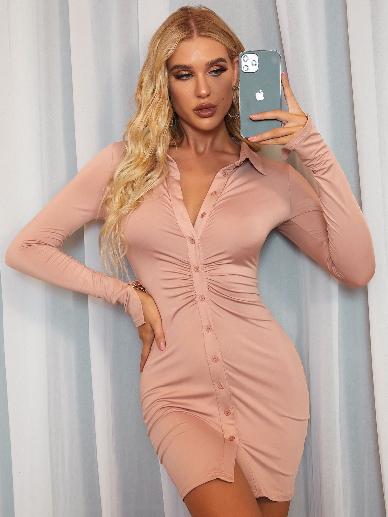 Button Up Bodycon Dress