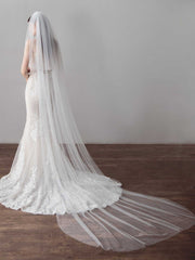 two layer long mesh church wedding veil Sai Feel