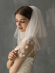 two-tier nylon short church wedding veil Sai Feel
