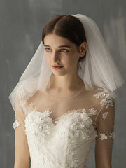 two-tier nylon short church wedding veil Sai Feel